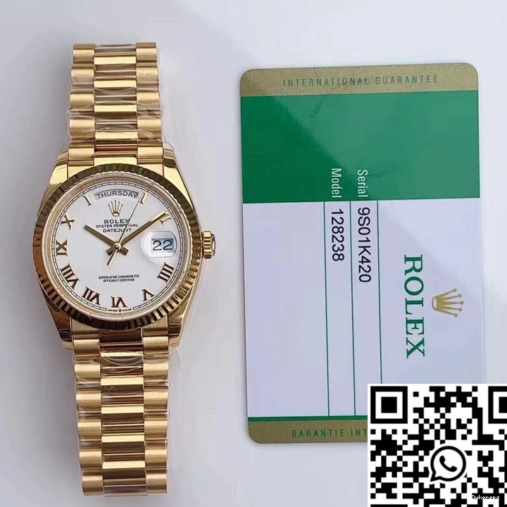 Factory Roman Rolex Dial Scale EW Day-Date M128238 White Time 0506